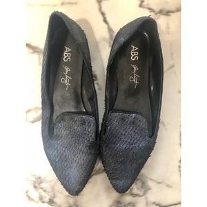 ABS Blue Metallic Ostrich Leather flats size 6
